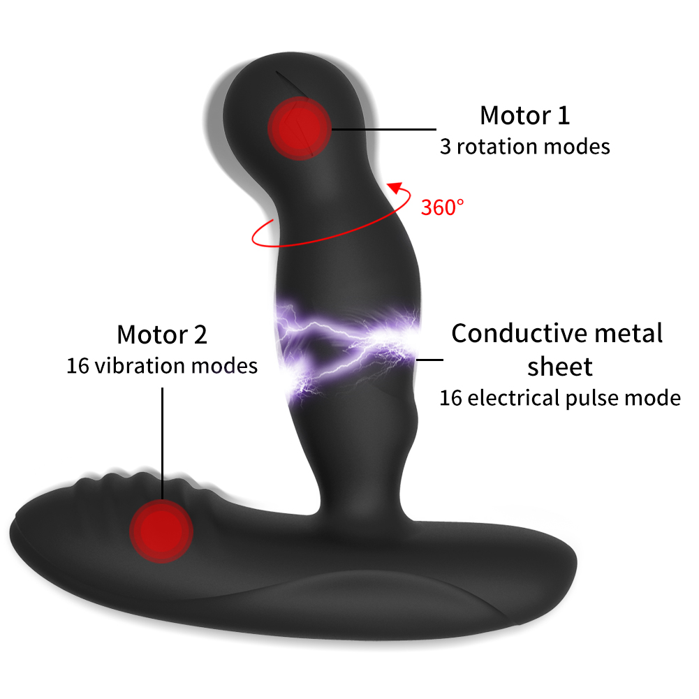 Electric Shock Rotating Prostate Massager with Remote