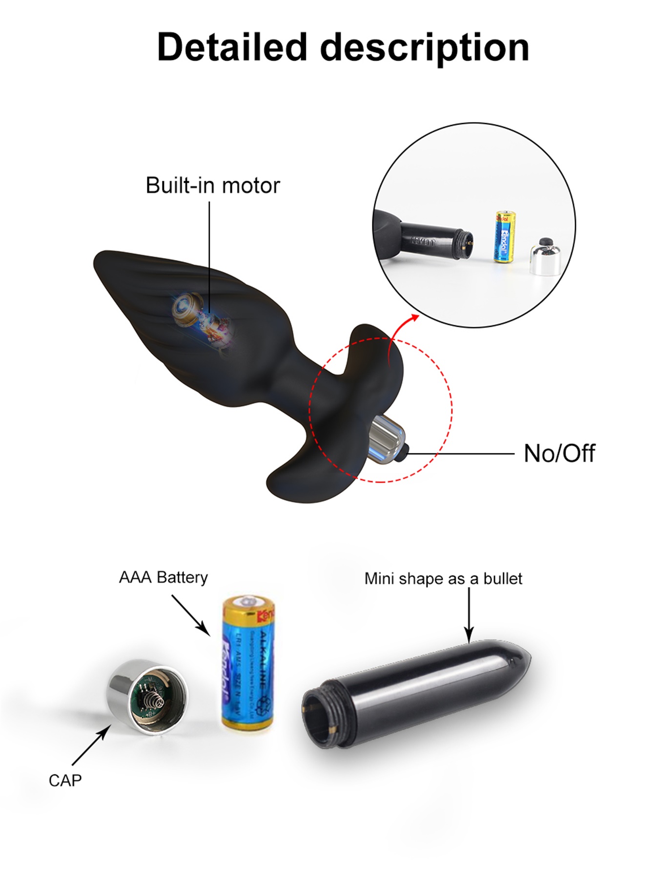Vibrating Anal Plug Butt Plug Anal Toy Cone Shape Vibrator