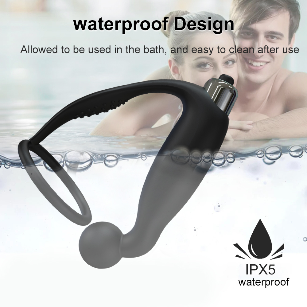 Vibrating Prostate Massager With Cock Ring Butt Plug