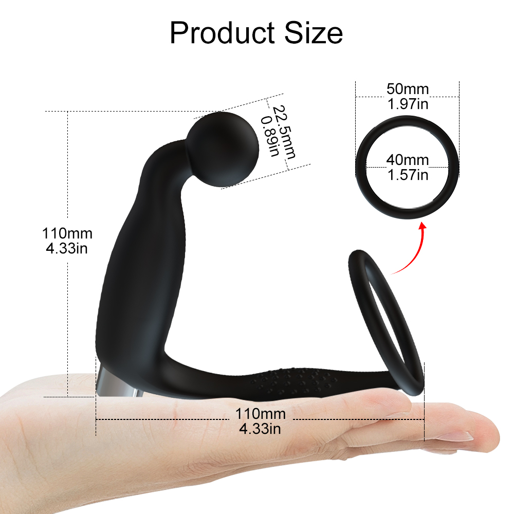 Vibrating Prostate Massager With Cock Ring Butt Plug