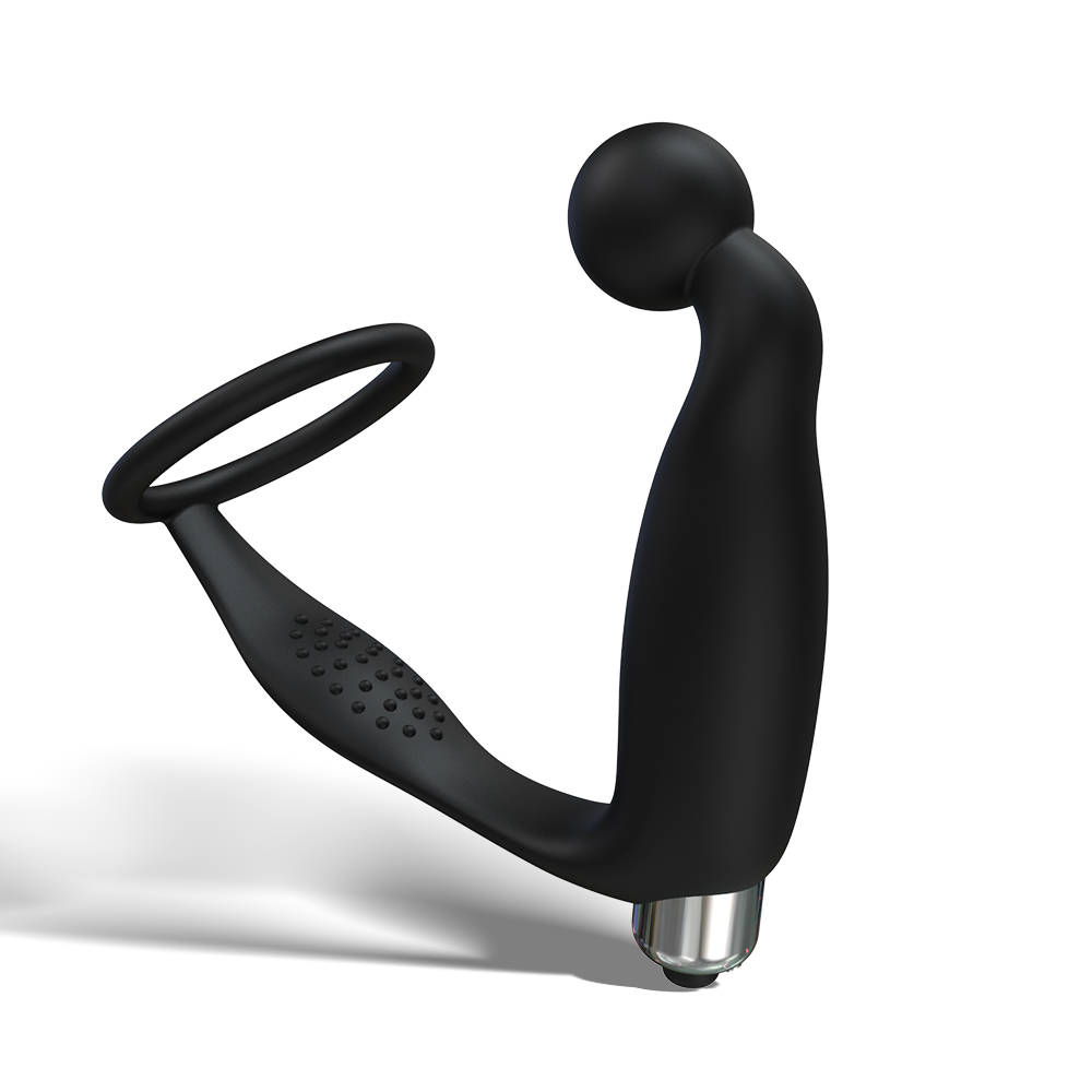 Vibrating Prostate Massager With Cock Ring Butt Plug