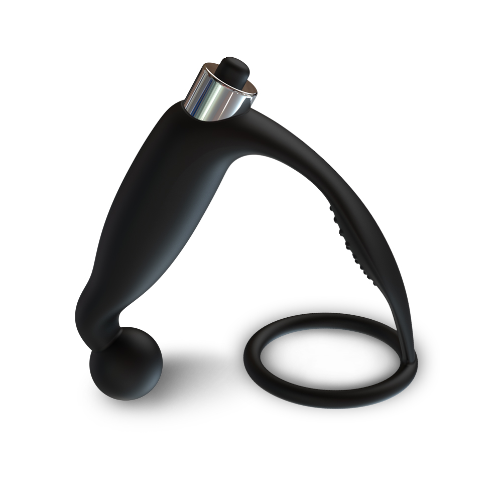 Vibrating Prostate Massager With Cock Ring Butt Plug